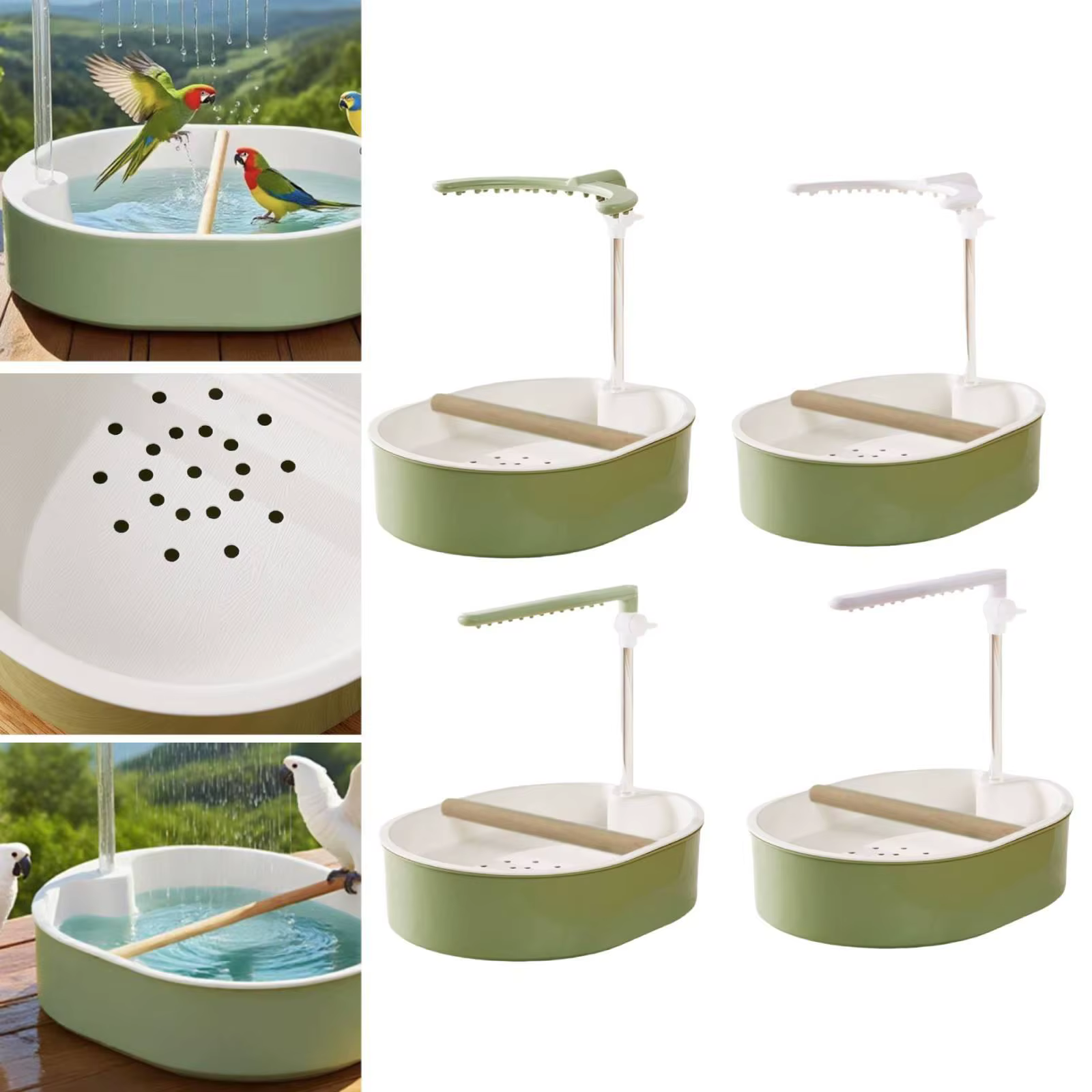 Ducha para loros con flujo de agua ajustable