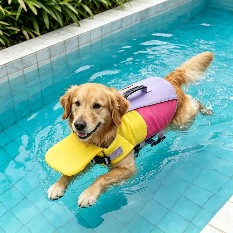 Chaleco salvavidas con asa de rescate para perros grandes y medianos