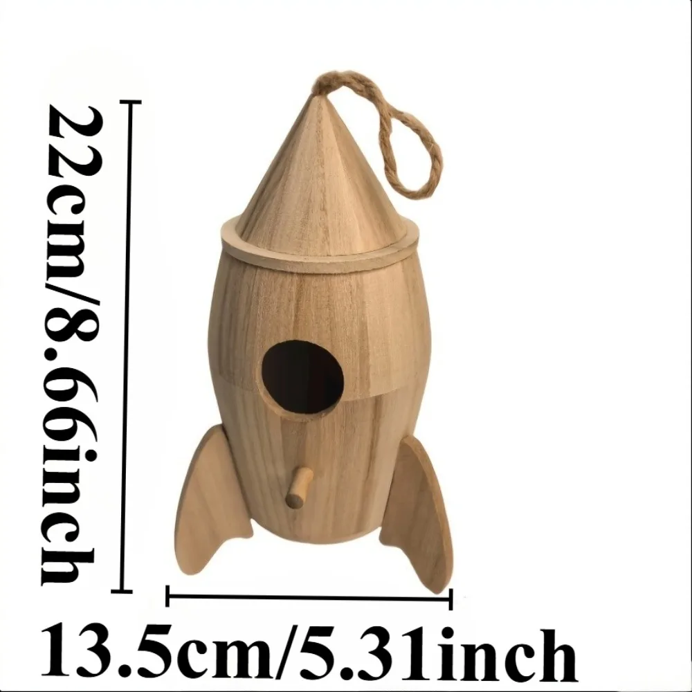 Caja de anidación colgante de madera natural para pájaros, nido
