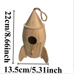 Caja de anidación colgante de madera natural para pájaros, nido