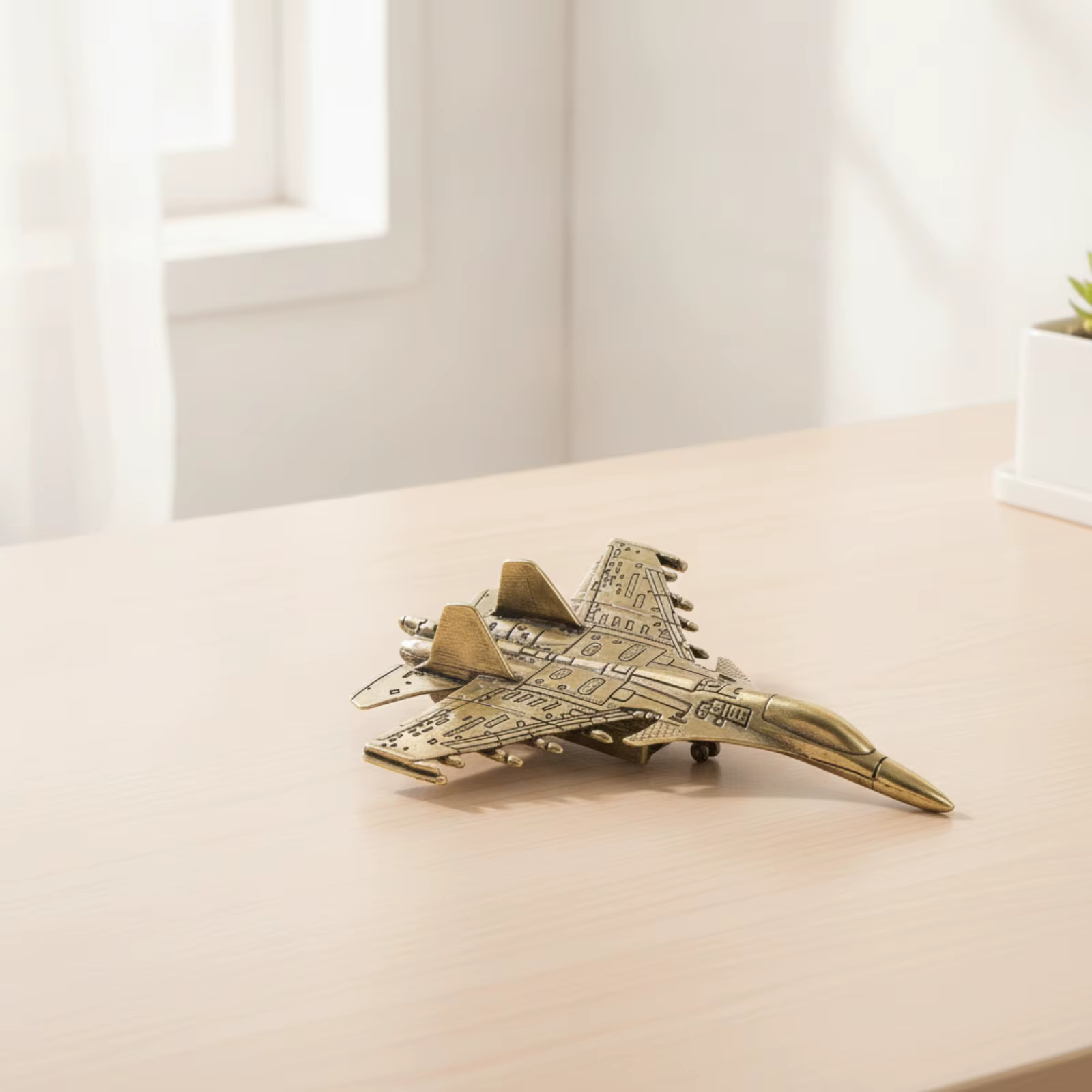 Figura decorativa latón vintage con forma de avión para gatos y perros - imagen 3