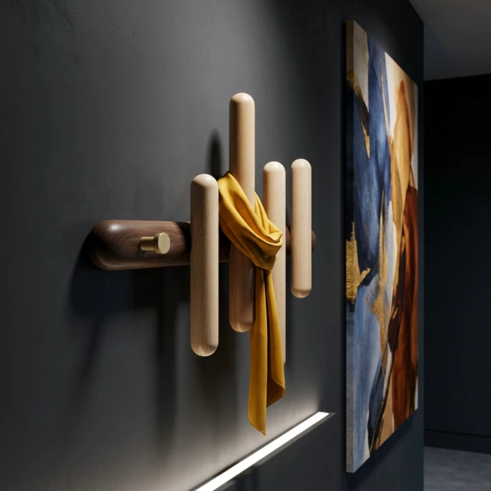 Perchero pared madera para correas y abrigos de mascota - imagen 4