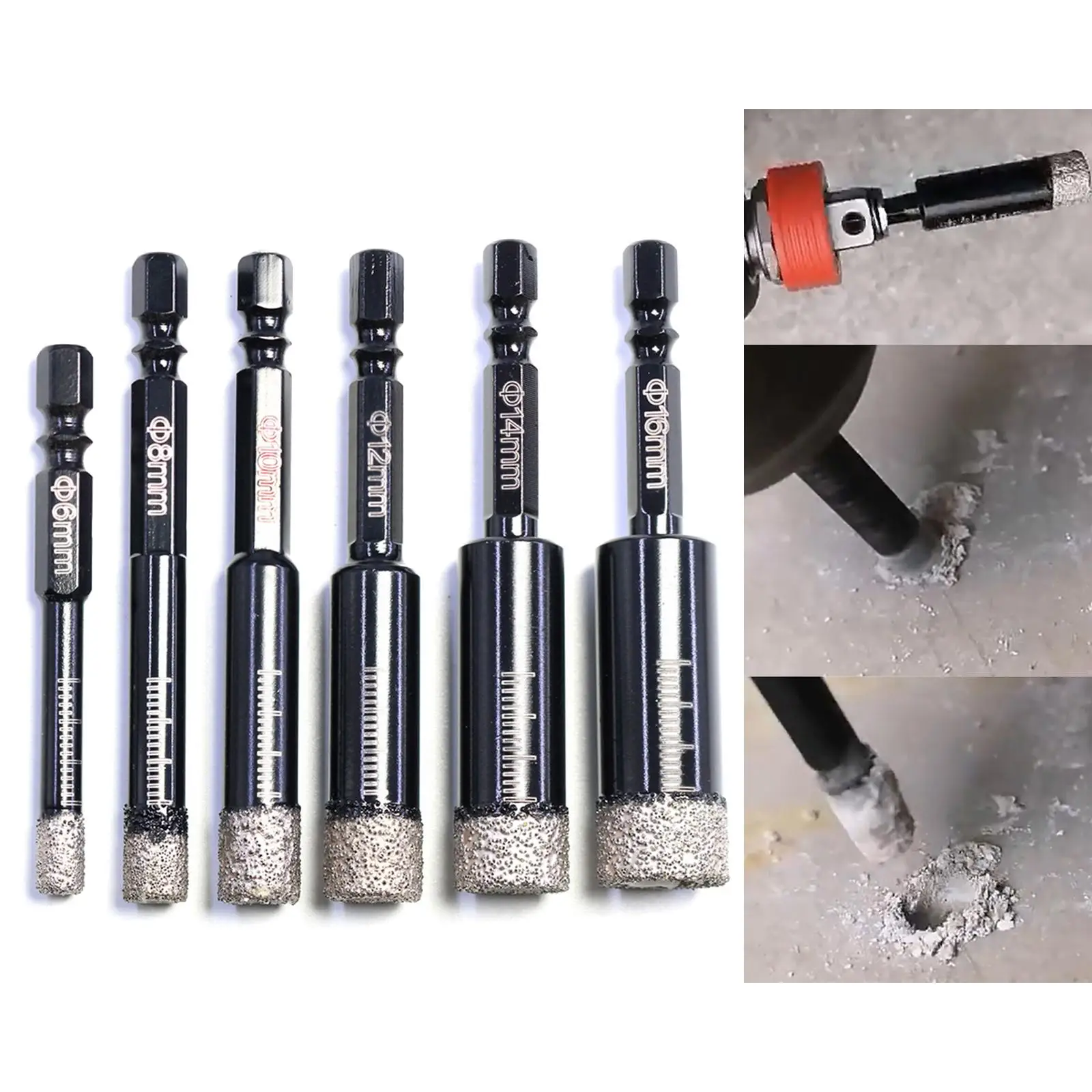 Broca diamante hexagonal para sierra perforadora – Cerámica, Gres, Granito, Vidrio - imagen 5