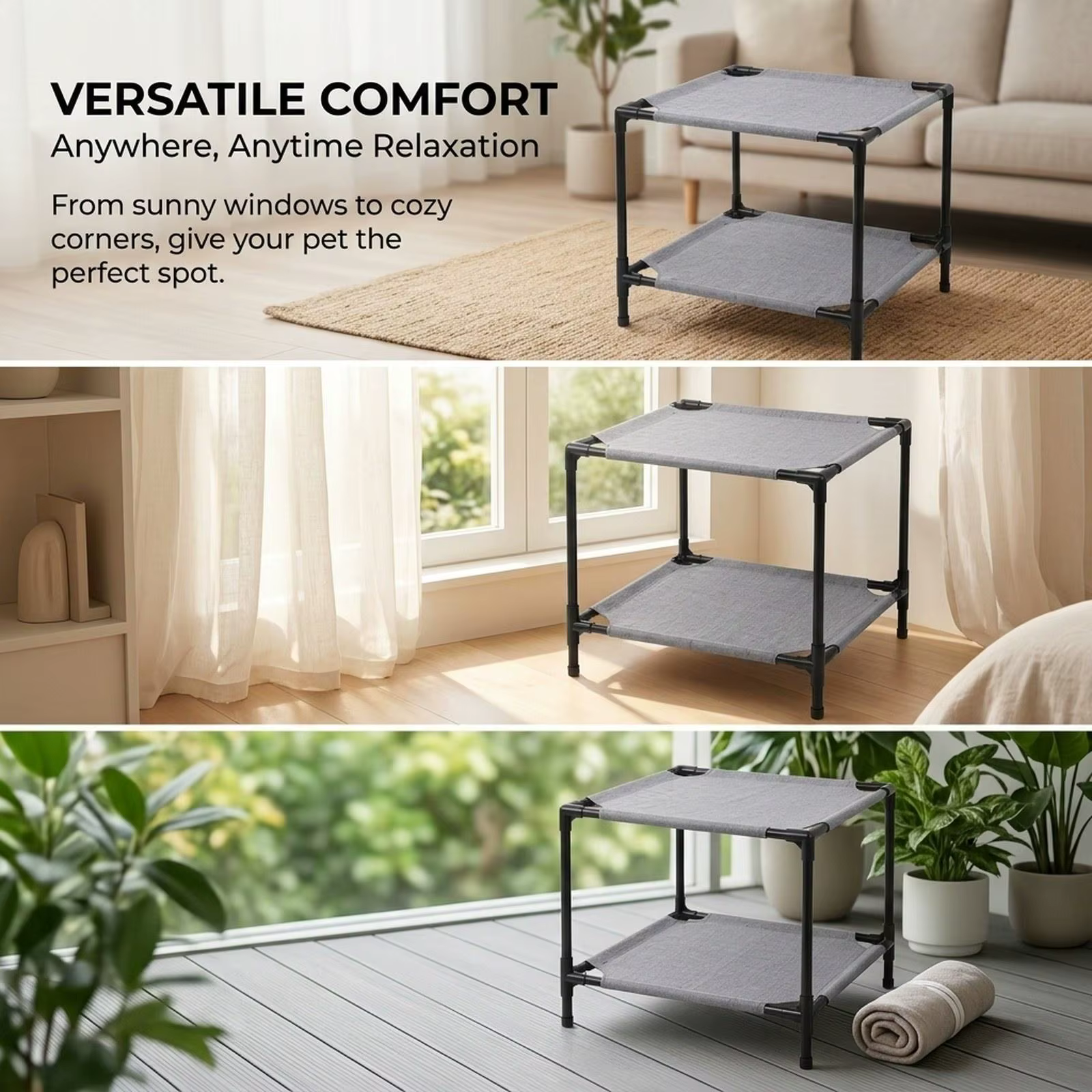 Cama doble elevada para gatos – Refrescante, transpirable y portátil - imagen 4
