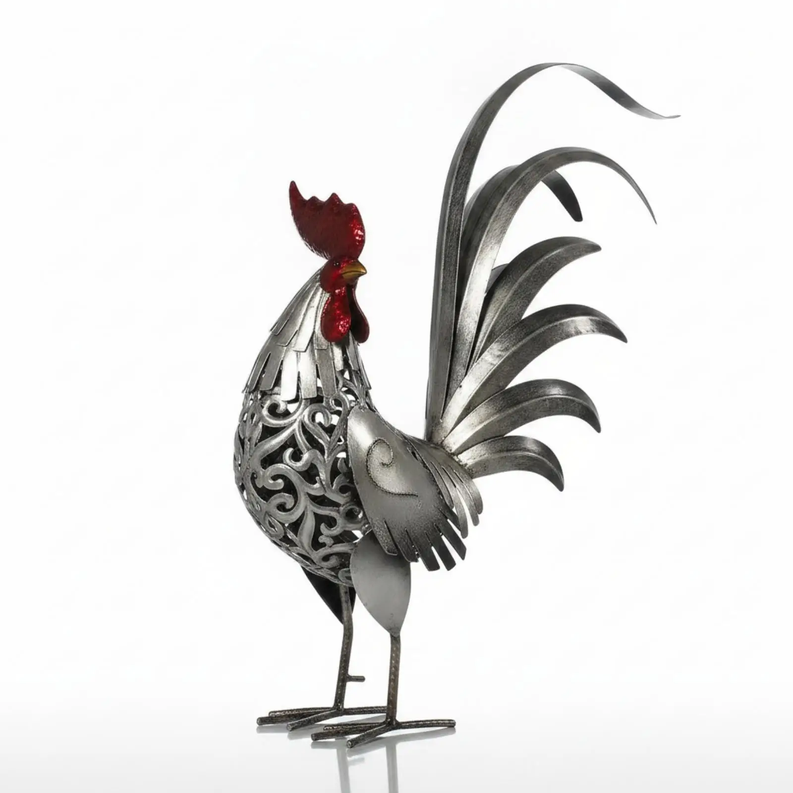 Figura gallo metal hueco Feng Shui decoración mesa repisa - imagen 3
