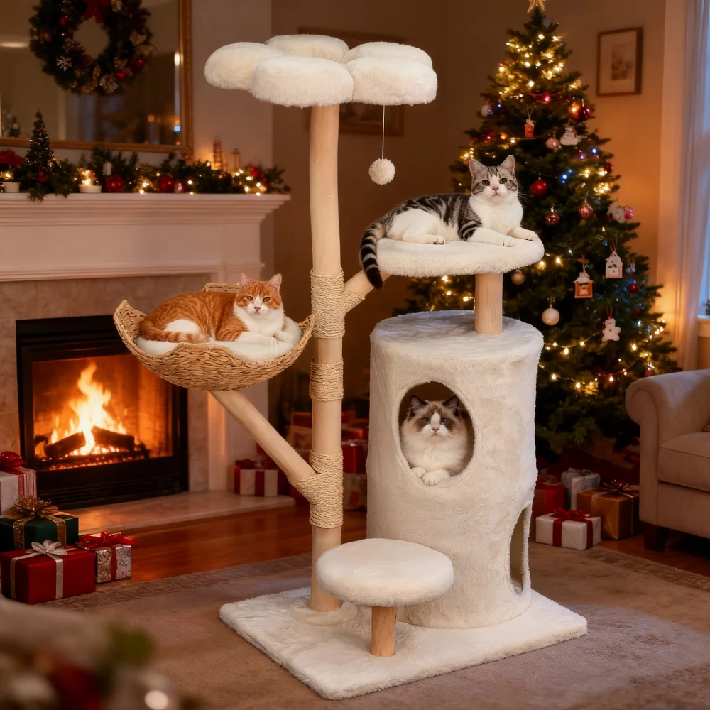 Árbol rascador grande para gatos con casa y poste de rascado - imagen 2