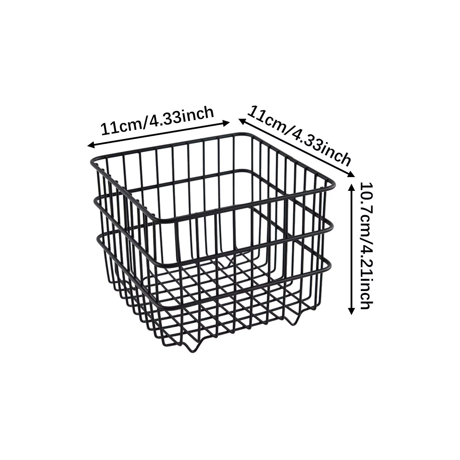 Cesta de almacenamiento de hierro negro para despensa y armarios