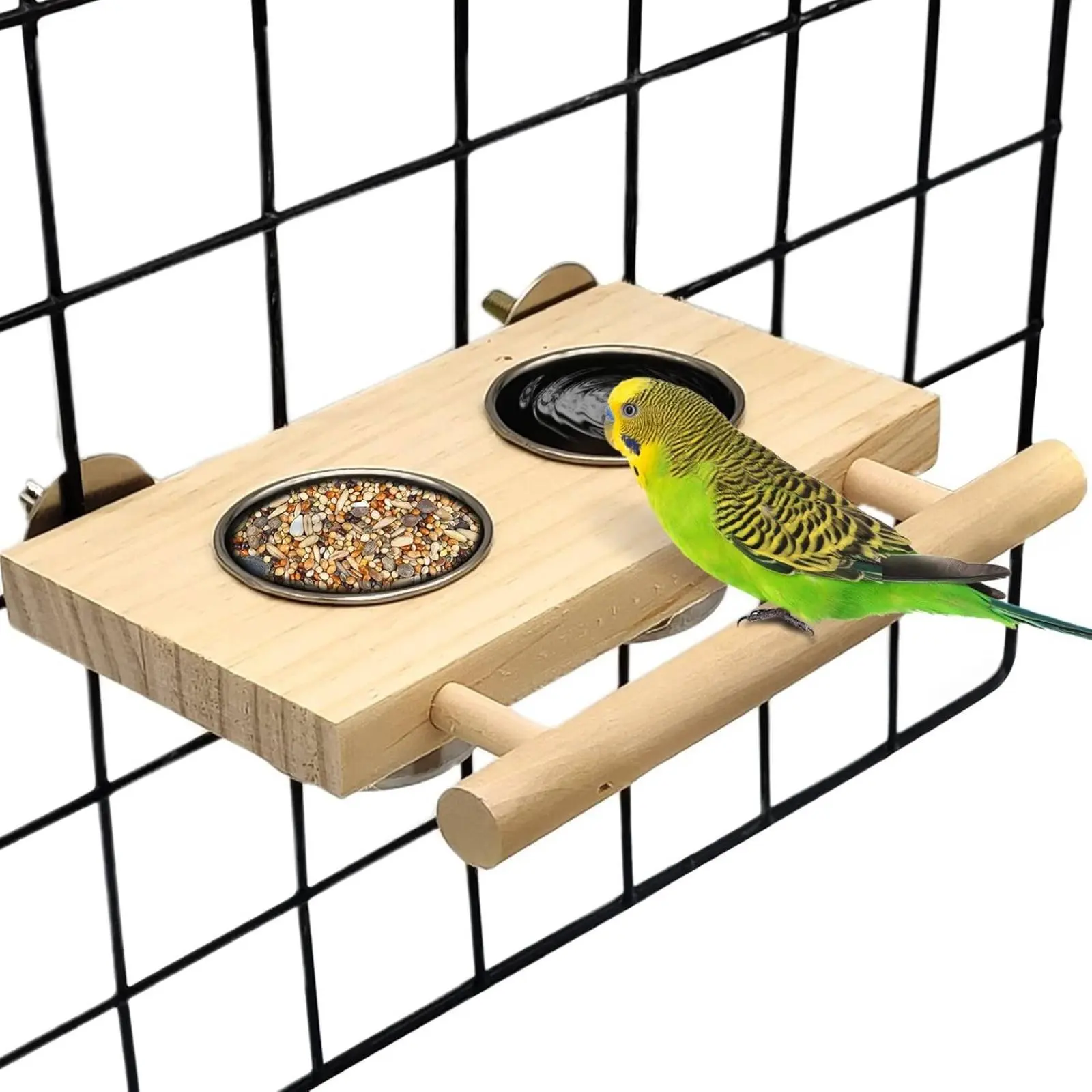 Comedero de acero inoxidable para loros, plato comida y agua - imagen 4