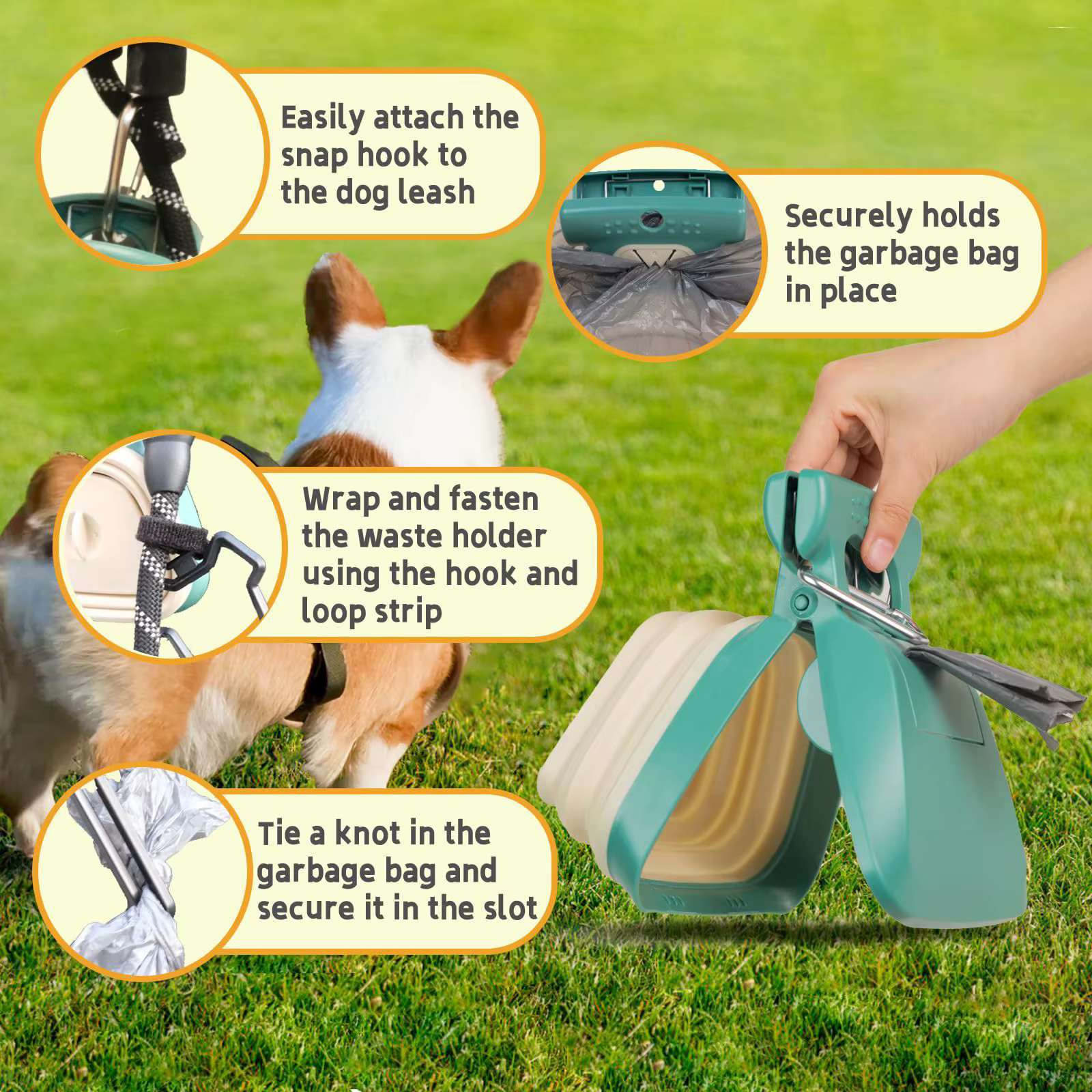 Recogedor de heces plegable para perros y gatos – Pinza portátil con bolsas - imagen 5