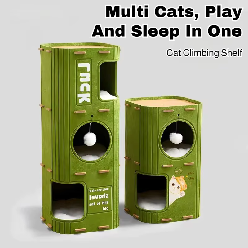 Torre multinivel para gatos con rascador y cueva - imagen 2