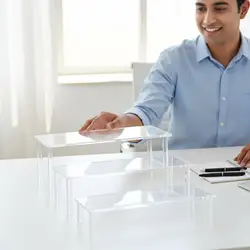 Organizador Acrílico 3 Niveles para Escritorio – Estante Escalonado Transparente
