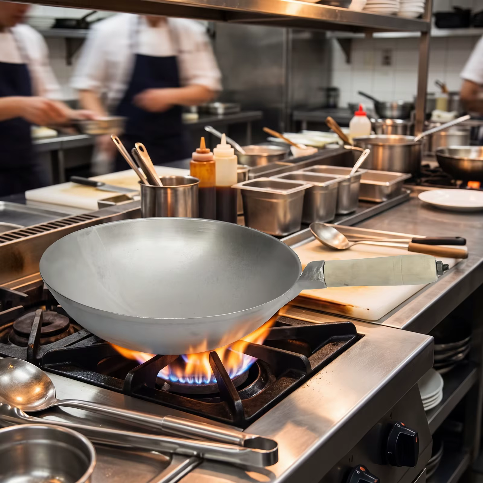 Wok de Aluminio sin Recubrimiento – Sartén para Saltear, Hecho a Mano