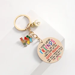 Llavero colgante perlas imitación madera para llaves y regalos diarios