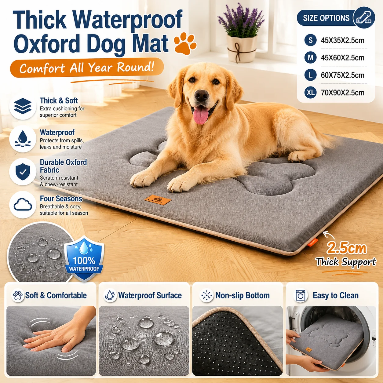 Colchoneta impermeable reversible para perros grandes y medianos - imagen 4