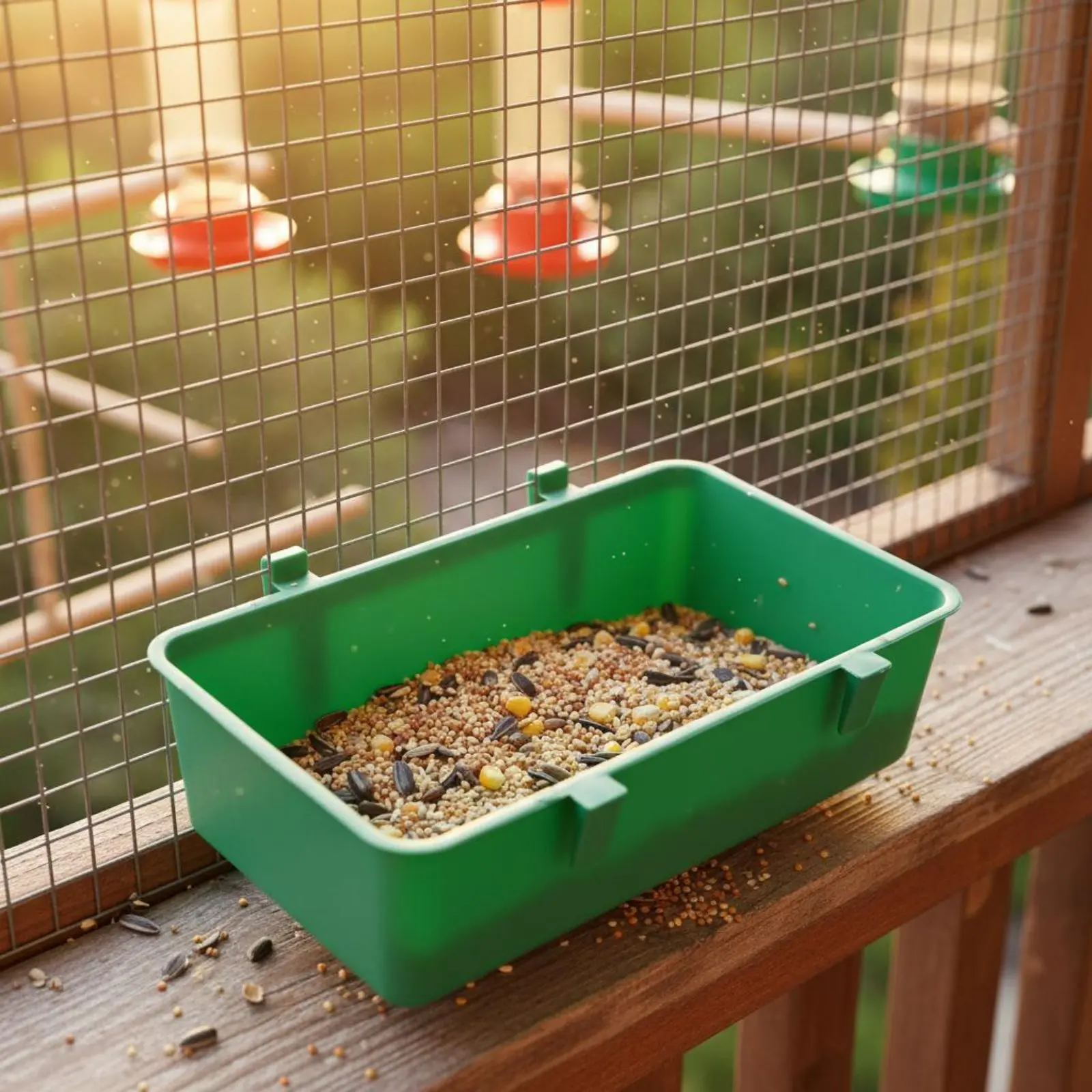 Comedero colgante anti-salpicaduras para aves con bandeja desmontable - imagen 4