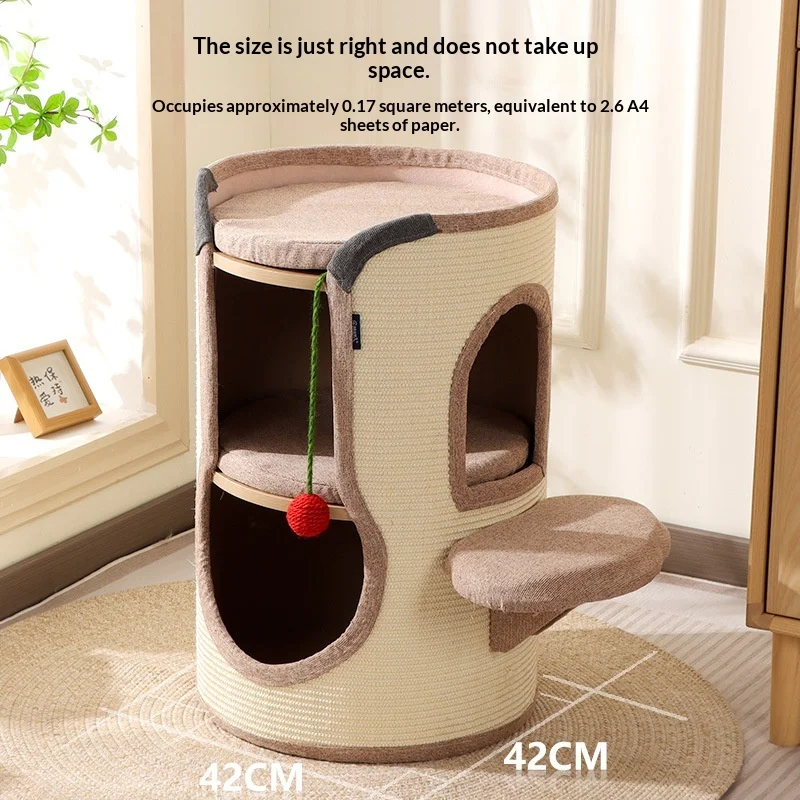 Árbol rascador para gatos con sisal, cama, túnel y juguete - imagen 3
