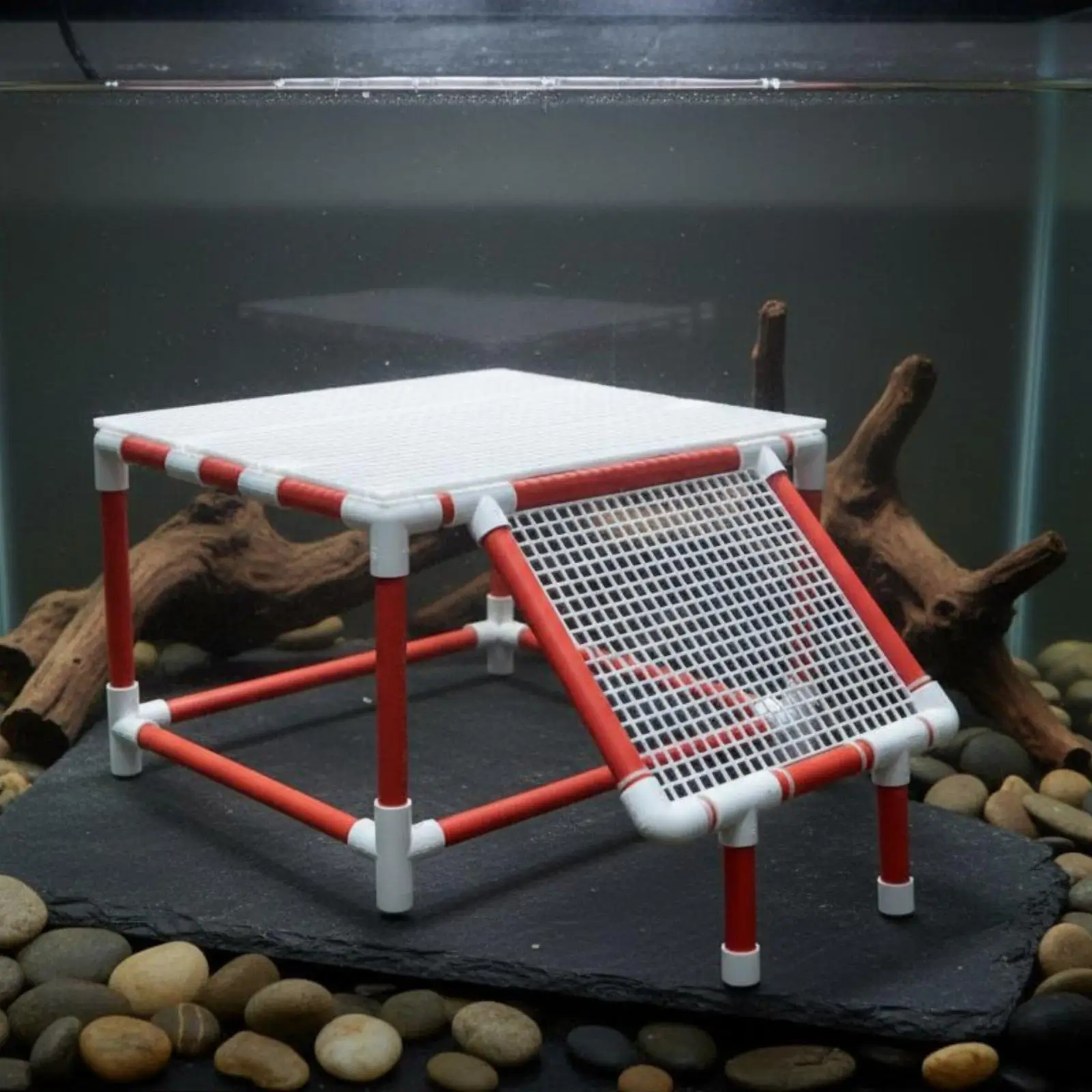 Plataforma elevadora para reptiles mostrada con varias opciones de tamaño disponibles