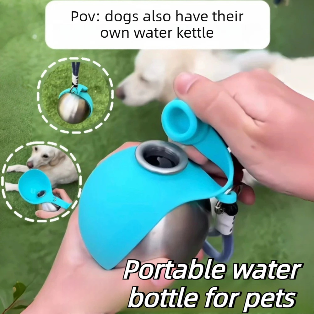 Botella de agua para perro con tazón de silicona extraíble, anti-fugas - imagen 5