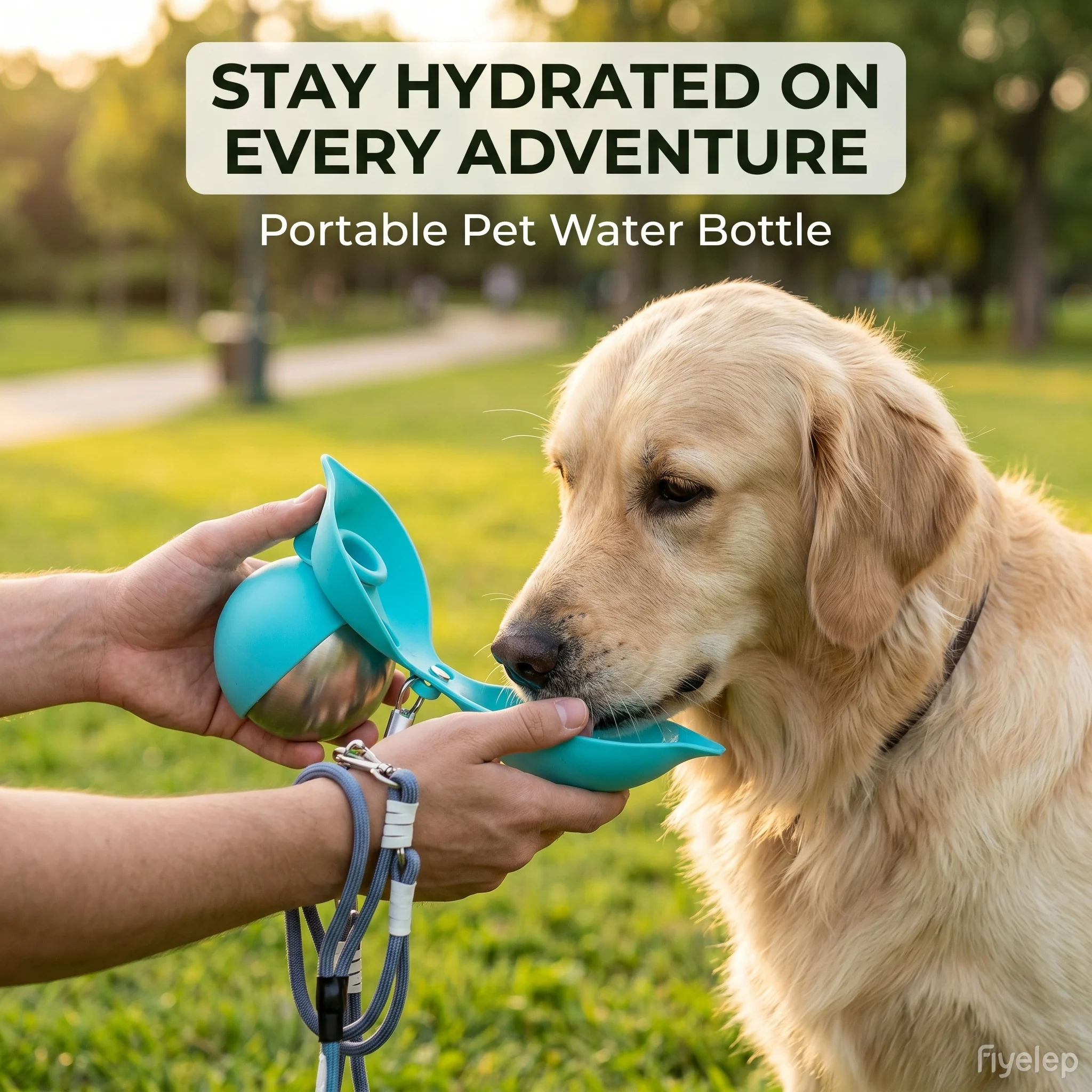 Botella de agua para perro con tazón de silicona extraíble, anti-fugas - imagen 3