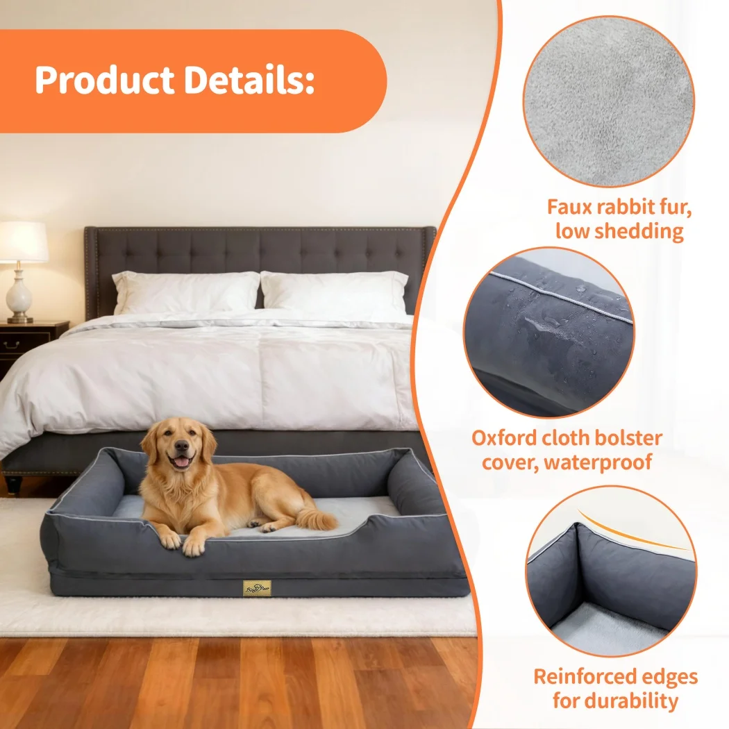 Cama ortopédica XL para perros grandes con borde reforzado - imagen 4