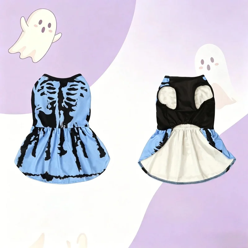 Tutú Azul con Huesos para Perros y Gatos – Disfraz de Halloween - imagen 2