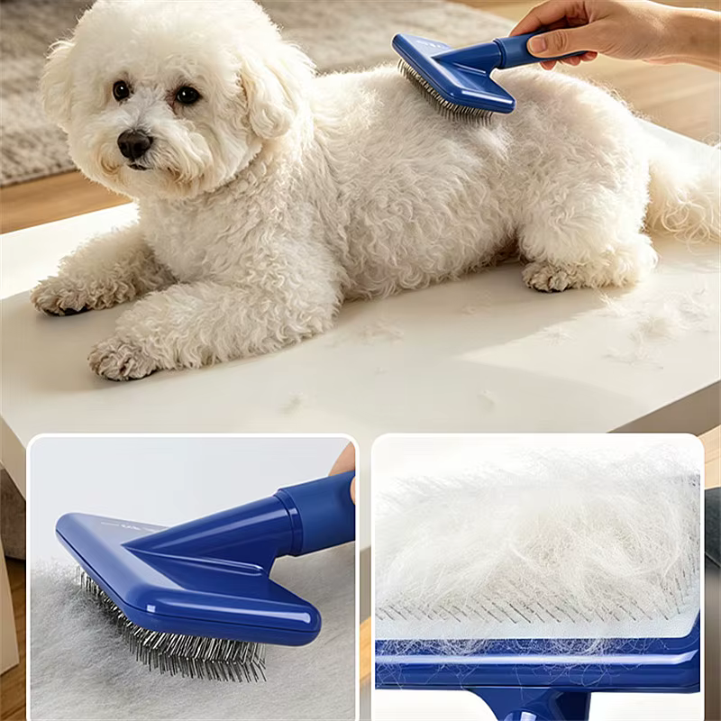 Cepillo suave masaje para gatos y perros: anti nudos, acero inox - imagen 3