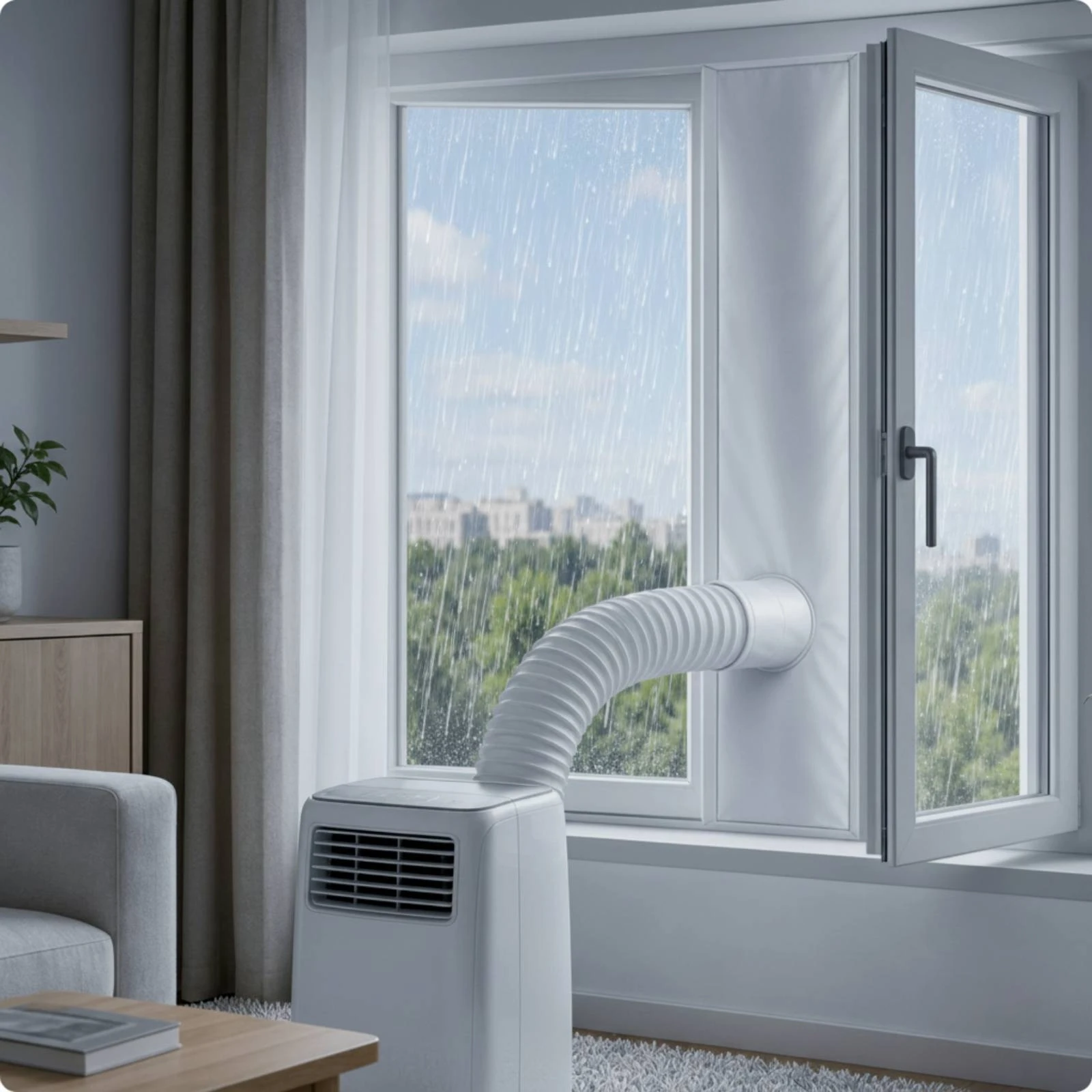 Panel sellado ventana para aire acondicionado portátil – Kit universal ajustable - imagen 3