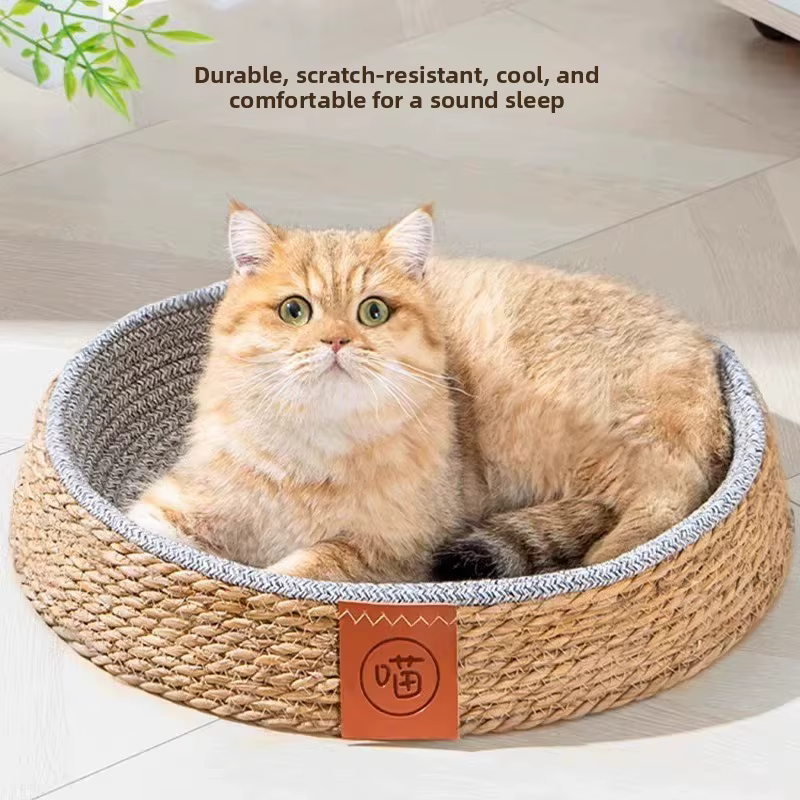 Rascador con arenero integrado de ratán para gatos - imagen 4