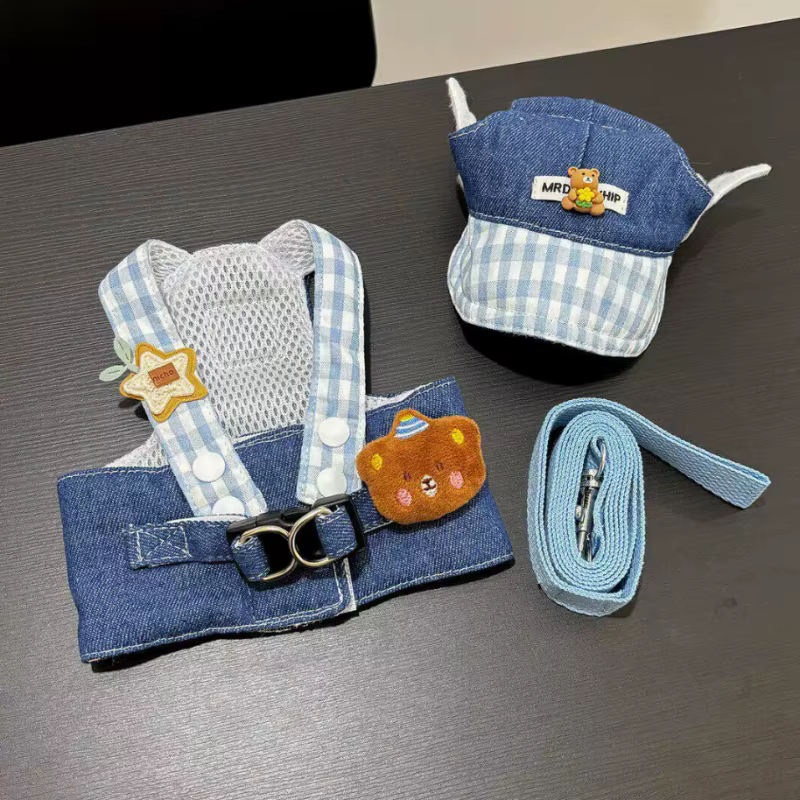 Arnés vaquero para perros pequeños con correa y gorro de oso