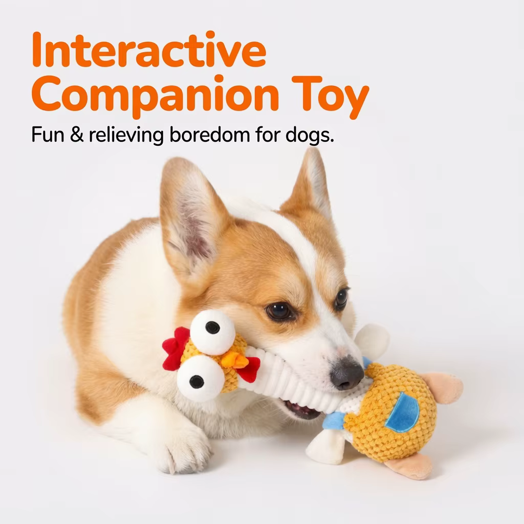 Juguete chirriante peluche con forma de pollo resistente para perros