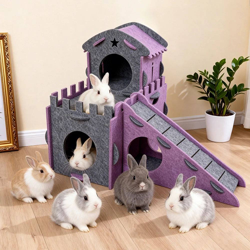 Jaula modular de fieltro para hámster: castillo escondite con escalera - imagen 2