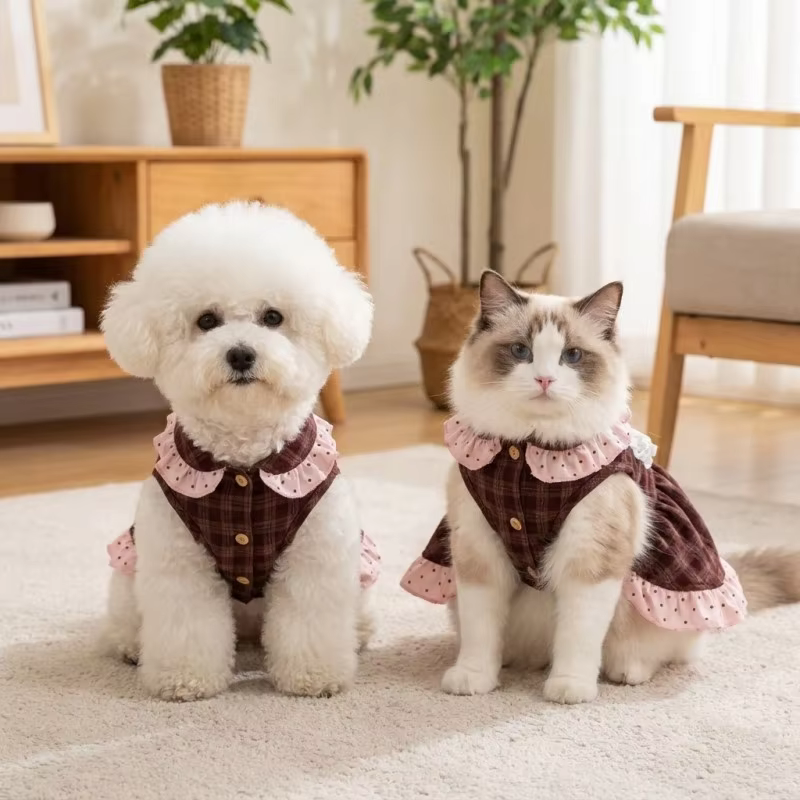 Vestido de invierno con lunares para perros pequeños - imagen 3