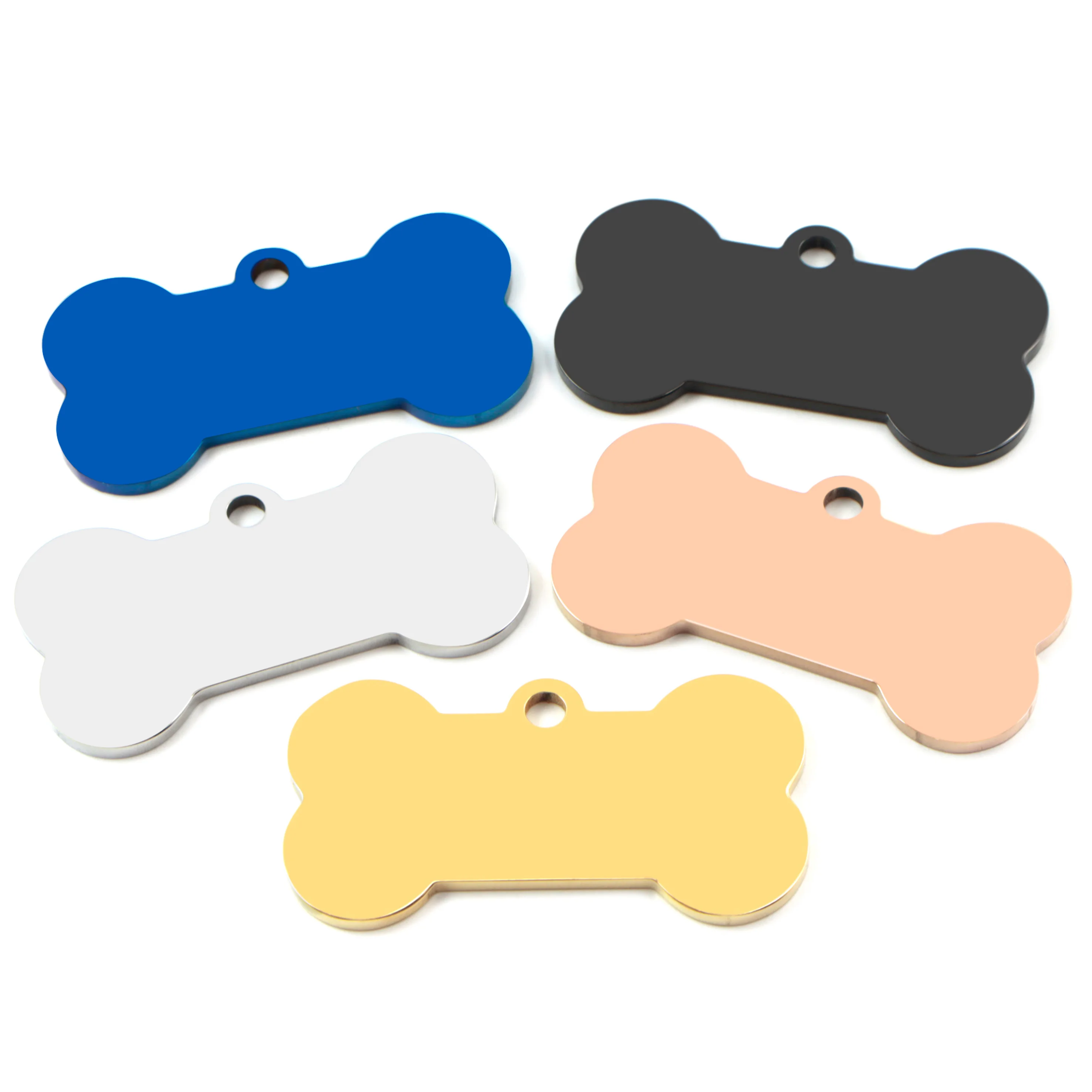 Etiquetas de hueso en acero inoxidable con colores diversos