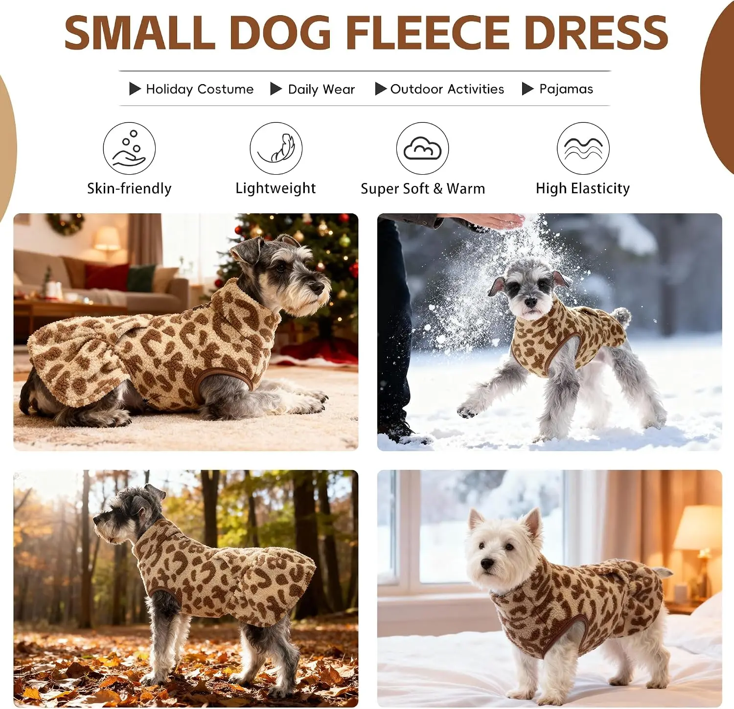 Jersey polar de invierno para perros pequeños con estampado de leopardo - imagen 3