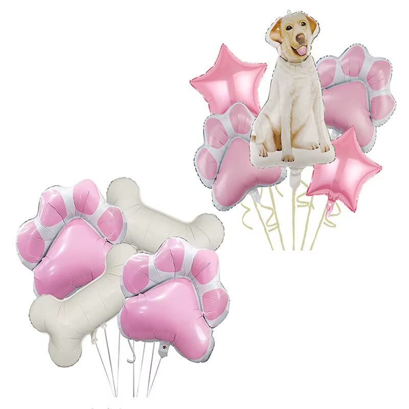 Globos para perros de aluminio con forma hueso – Decoración fiesta