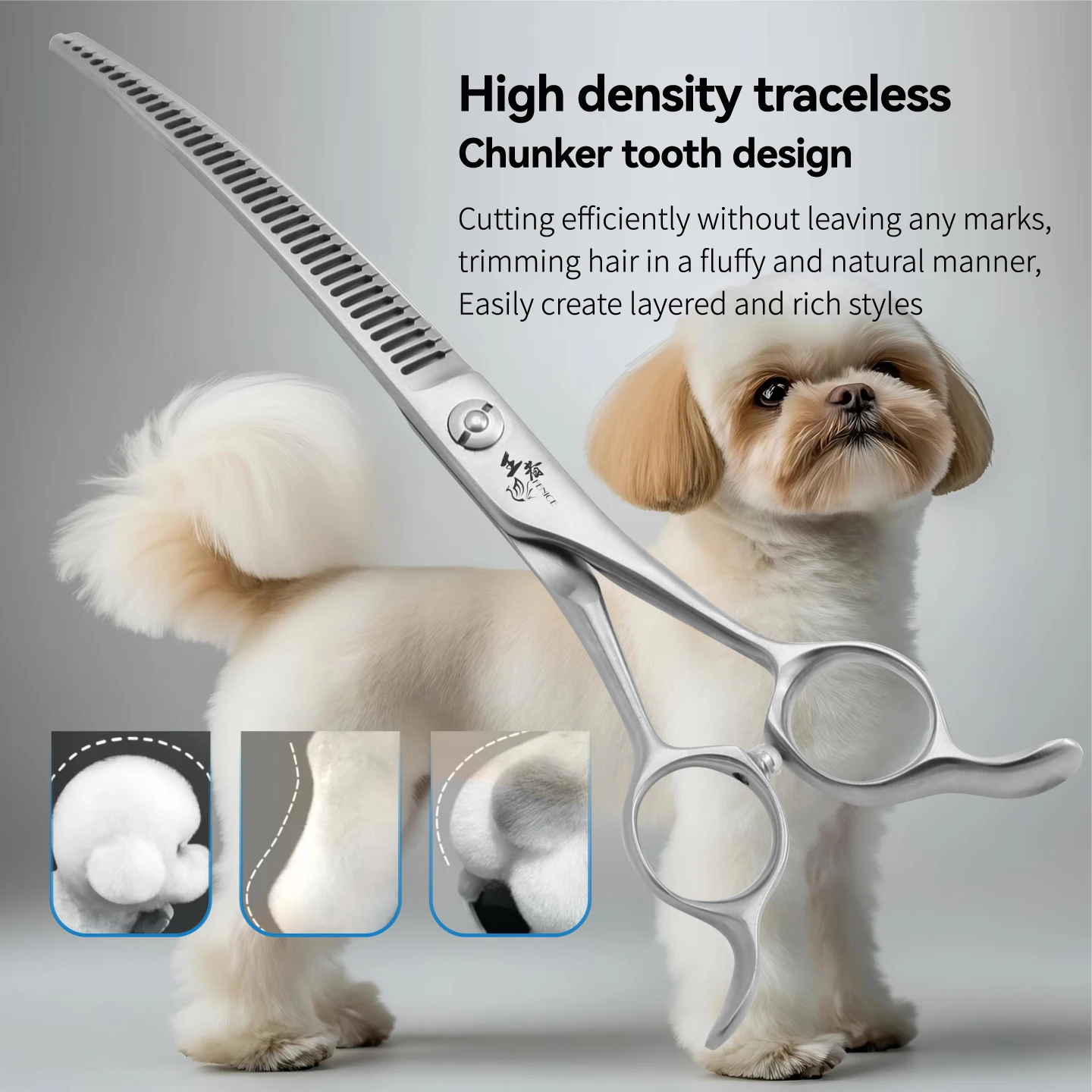 Tijeras de peluquería canina chunker curvas VG10 para desbaste - imagen 2