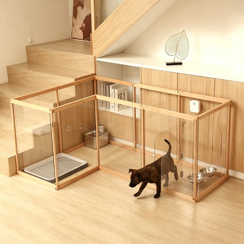 Valla Modular para Perros y Gatos de Interior – Madera y Acrílico Transparente - imagen 2