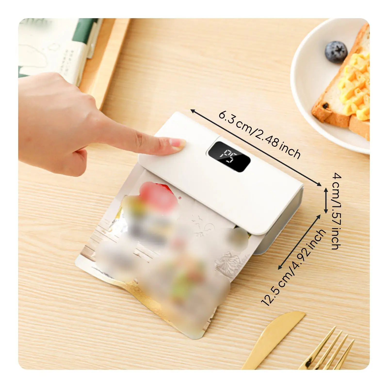 Selladora de bolsas portátil recargable para alimentos - imagen 3