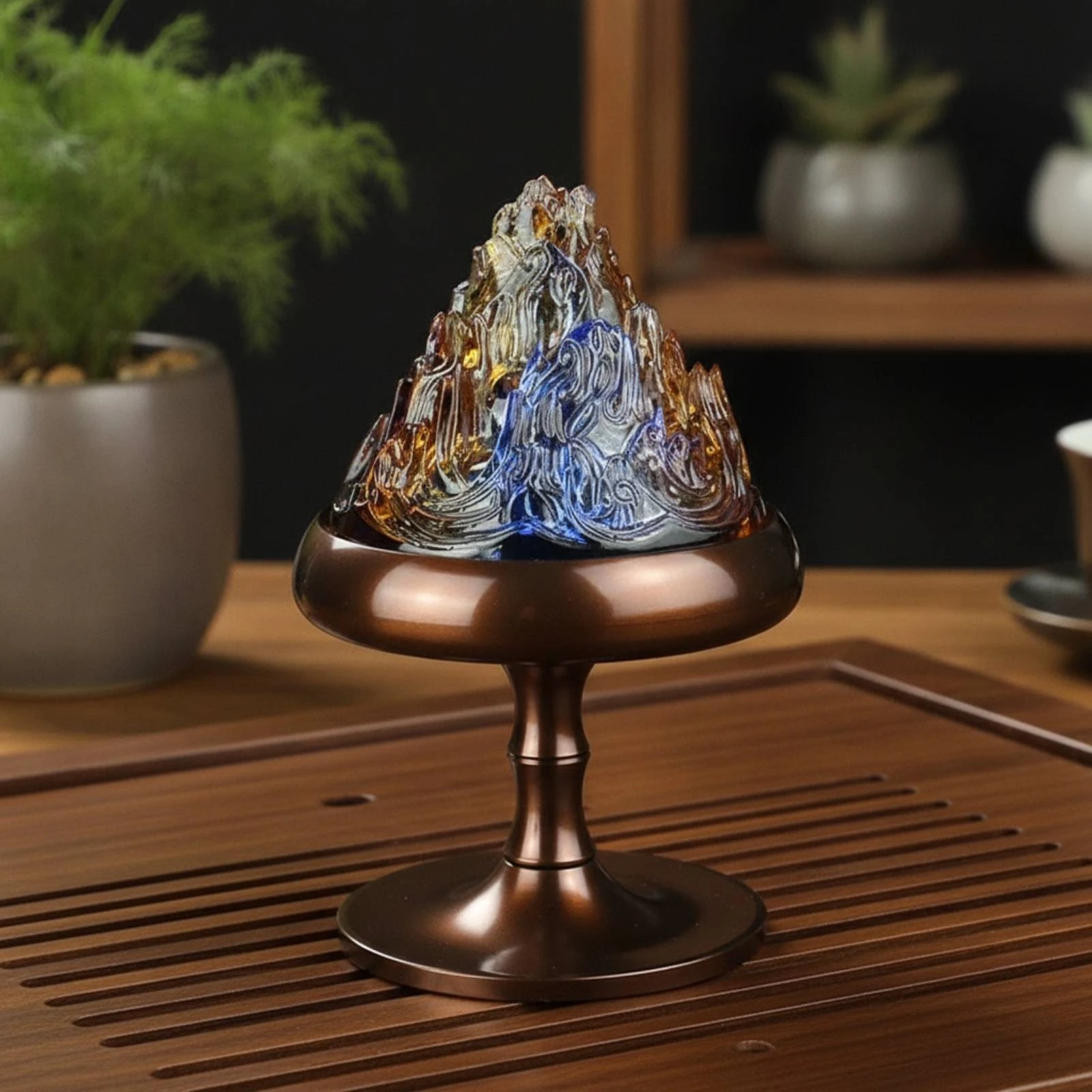 Quemador de Incienso Decorativo Montaña – Soporte Pulido - imagen 2