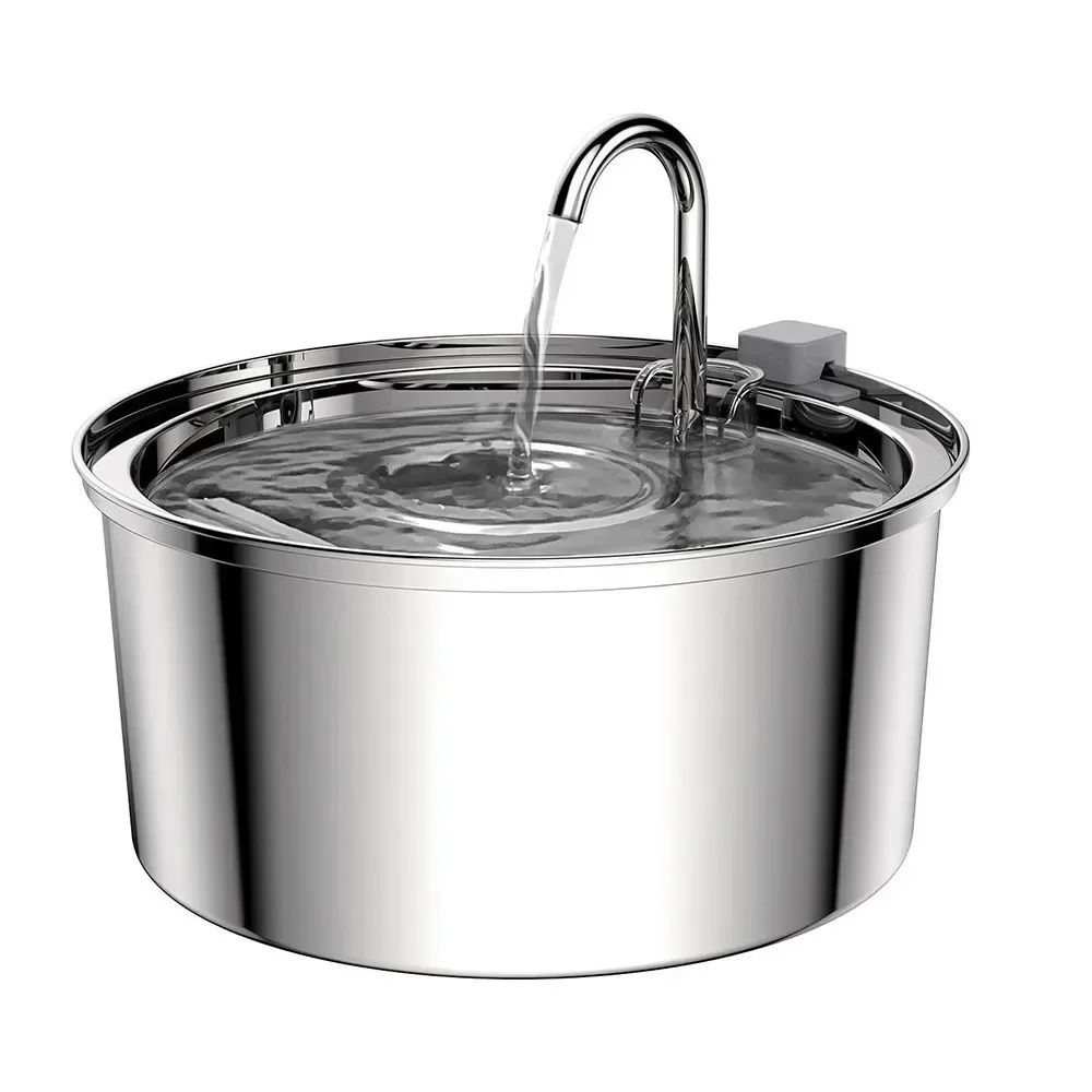 Fuente de agua para gatos y perros de acero inoxidable silenciosa - imagen 4
