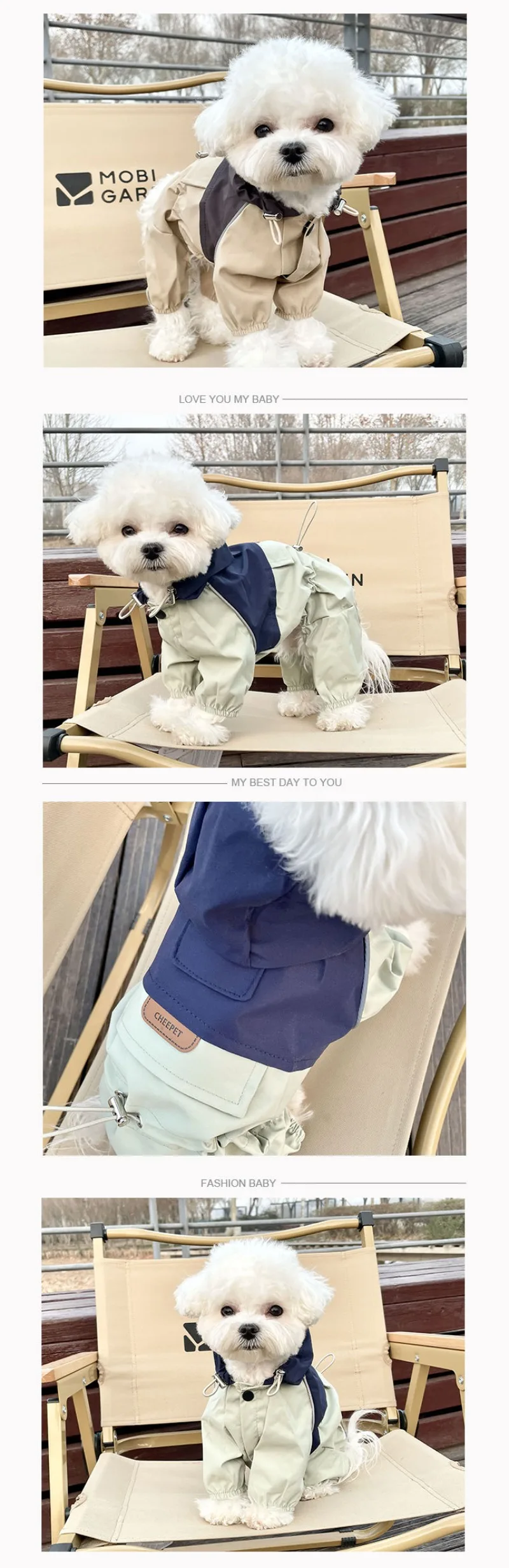 Impermeable vista lateral para mascotas