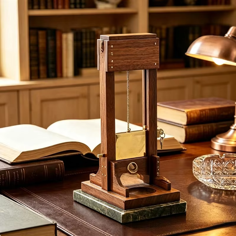 Cortapuros de madera vintage – Guillotina de lujo para mesa - imagen 4