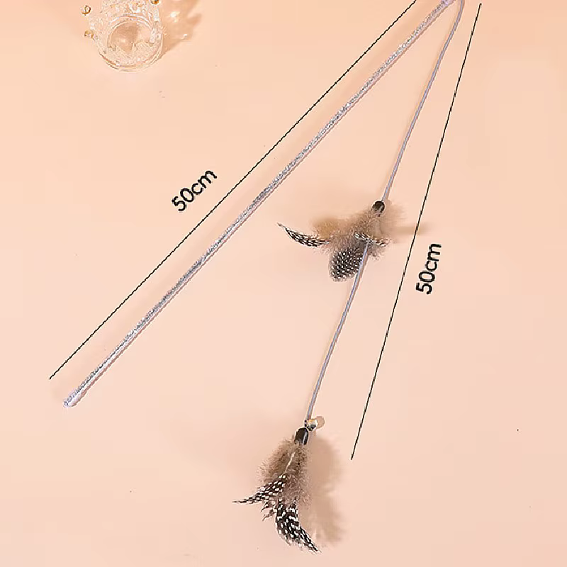 Varita con Plumas para Gatos – Juguete Interactivo con Campana - imagen 2