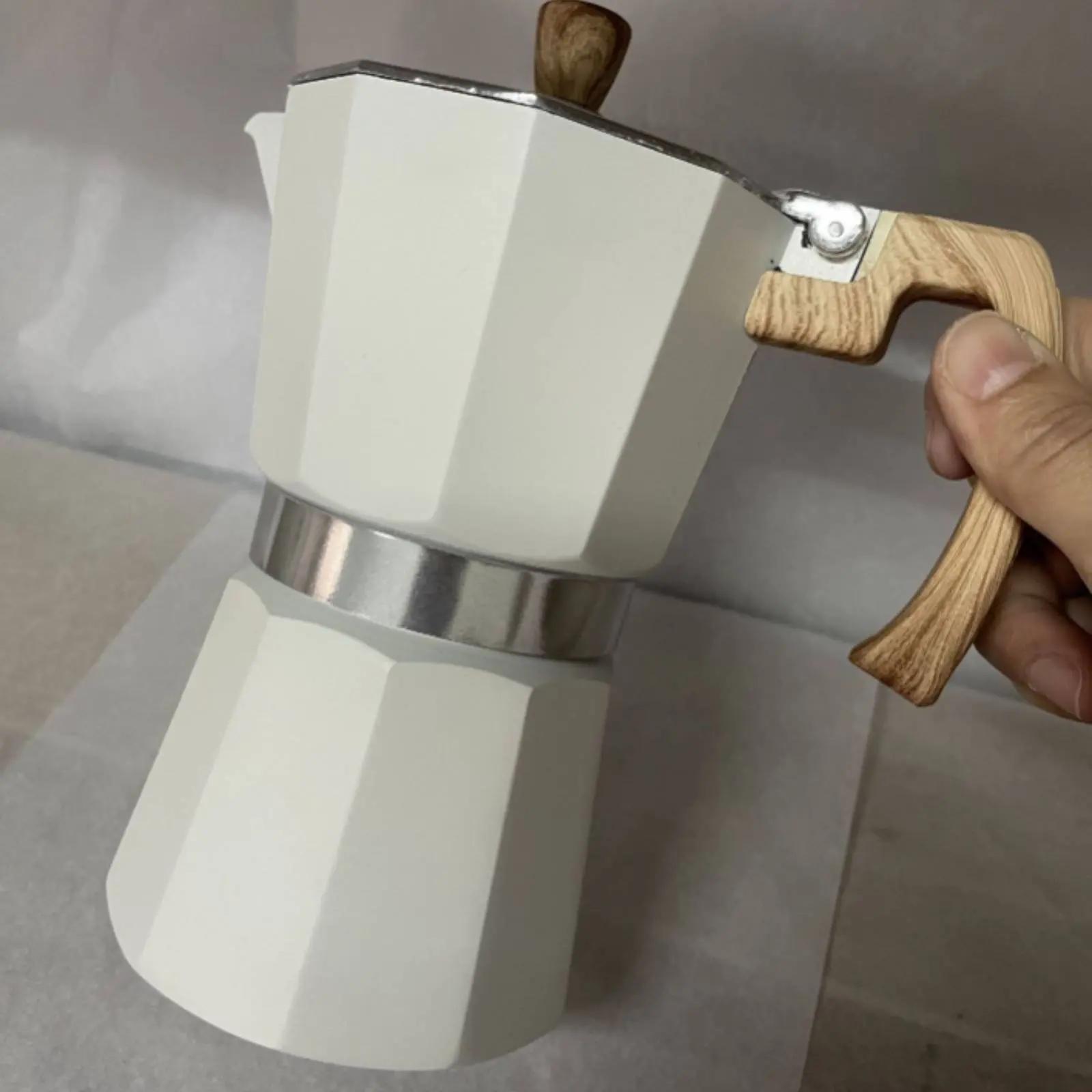 Cafetera italiana octogonal de aluminio con seguridad y fácil limpieza