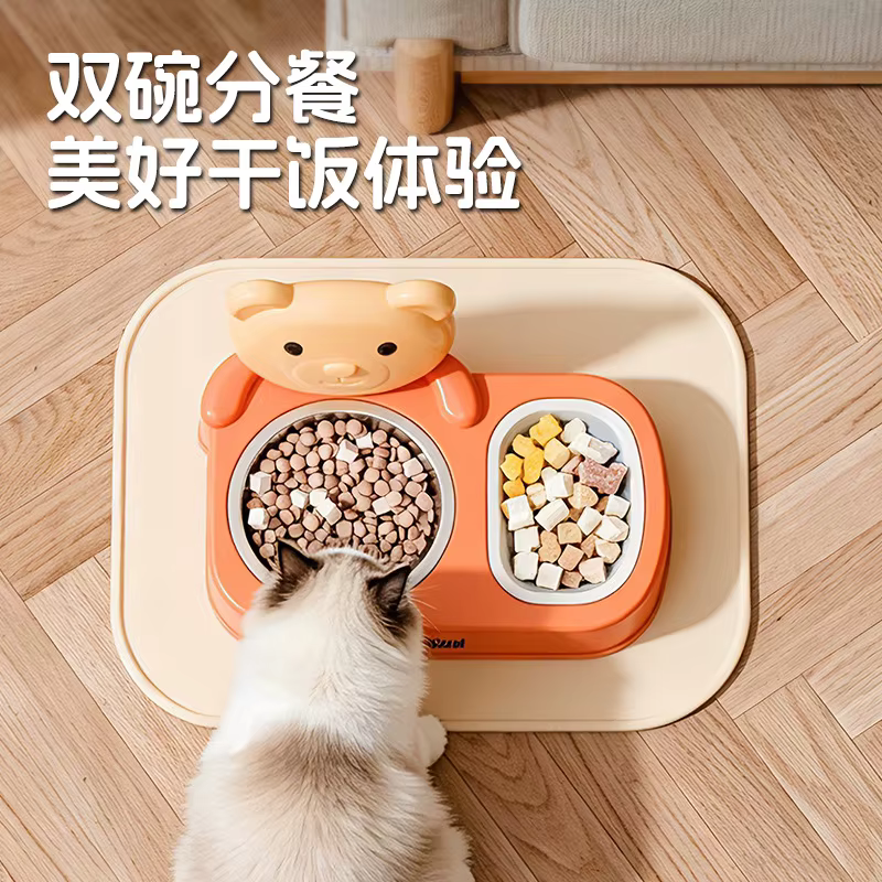 Comedero doble de acero inoxidable antideslizante para perros y gatos - imagen 3