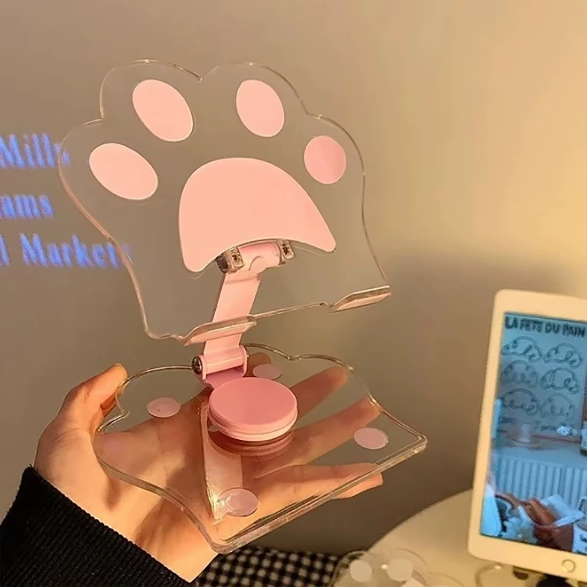 Soporte móvil acrílico transparente garra de gato giratorio 360° - imagen 3