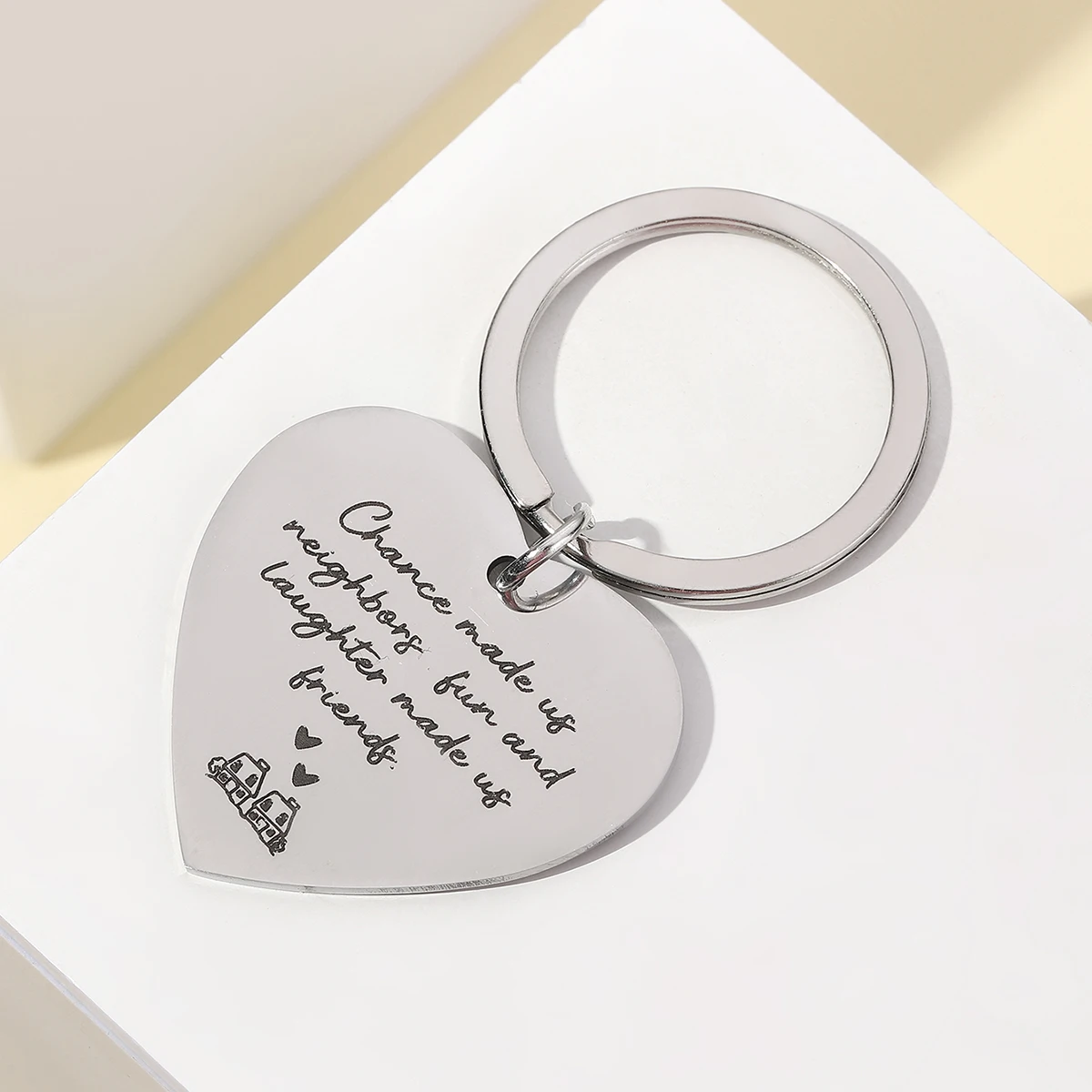 Llavero corazón de acero inoxidable para regalo de inauguración de casa - imagen 4