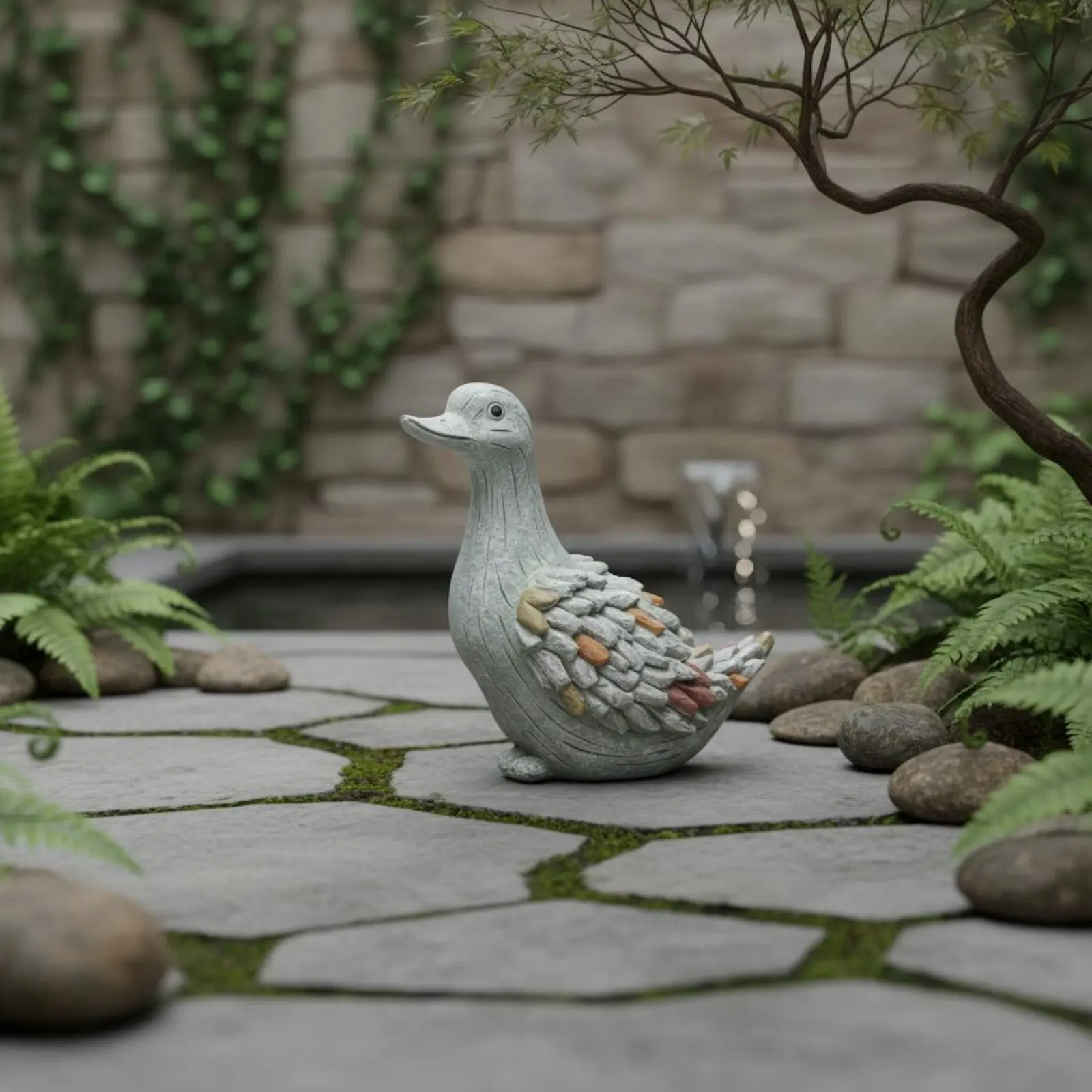 Figura de aves acuáticas de resina pintada a mano para jardín - imagen 3