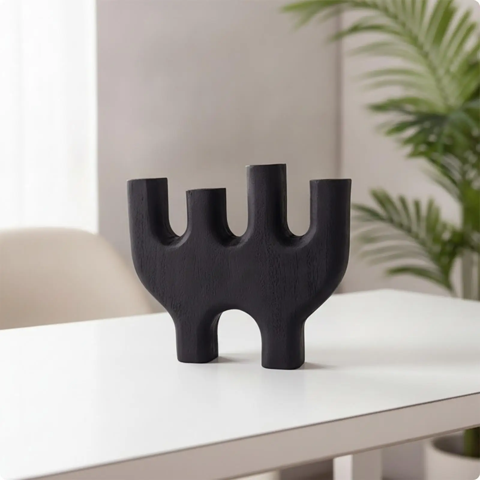 Candelabro escultural texturizado para estante de mesa – Decoración