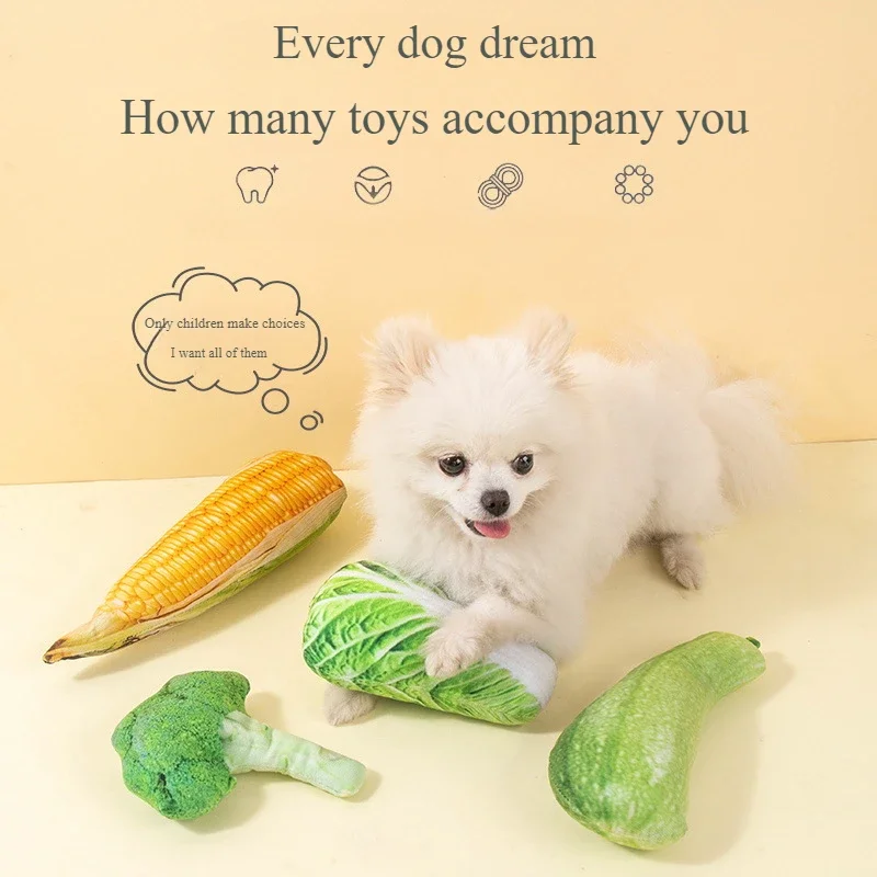 Conjunto multicolor de frutas y verduras para perros